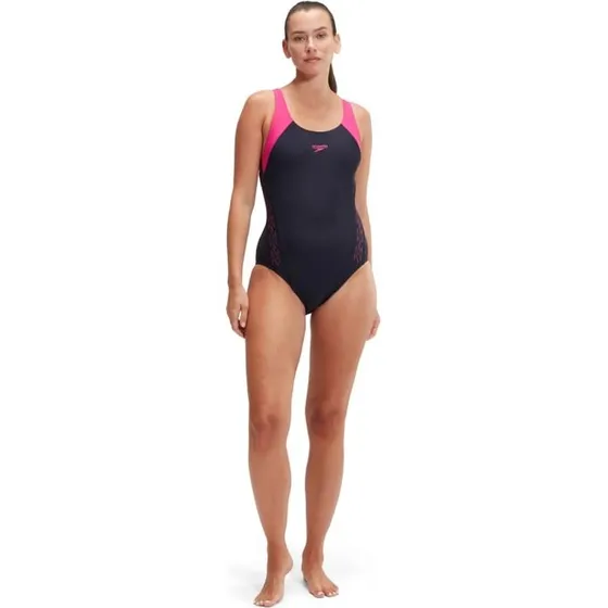 Speedo Damen Hyperboom Racerback Splice Schwarz-Türkis