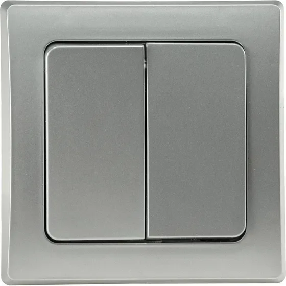 DELPHI 2-fach Serien-Schalter 250V~/10A silber, inkl. Rahmen