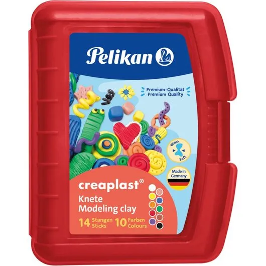 Pelikan Knete creaplast in roter Box, 14 Stangen, 10 Farben