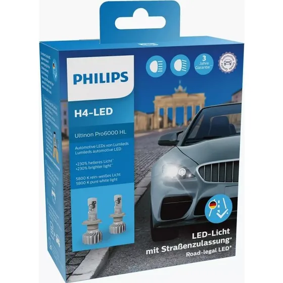 Philips H4 Ultinon Pro6000 LED mit Zulassung 12V
