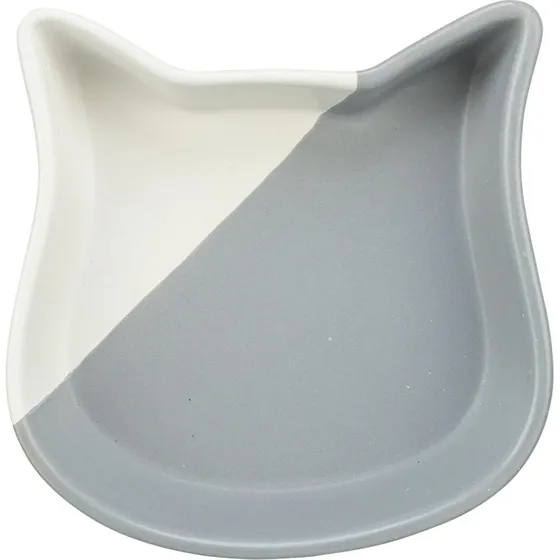 Trixie Katzenkopf-Keramiknapf 0,2 l grau/wei