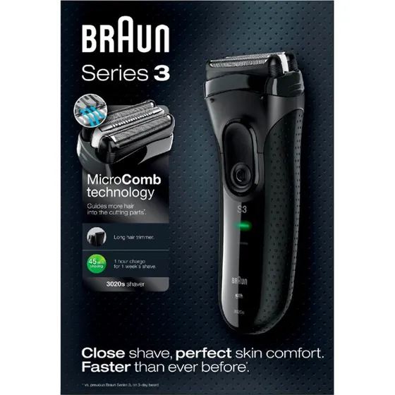 Braun Series 3 3020s Rasierer Schwarz