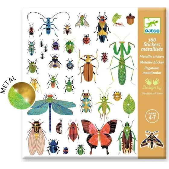 Djeco Sticker-Mikrokosmos: 160 metallisch glnzende Insekten-Sticker