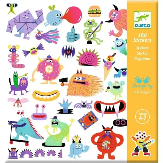 Djeco Sticker Monster 160 lustige Aufkleber fr Kinder ab 4 Jahren