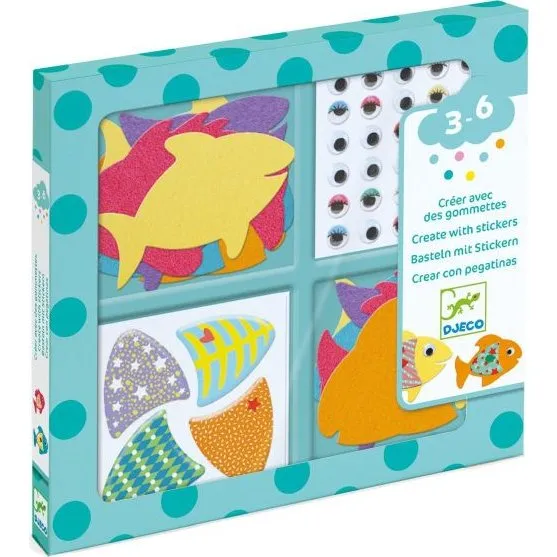 Djeco Sticker: Bunte Fischwelt Bastelset fr Kinder ab 3