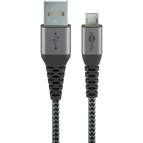 Goobay Micro-USB auf USB-A Textilkabel 1 m spacegrau/silber