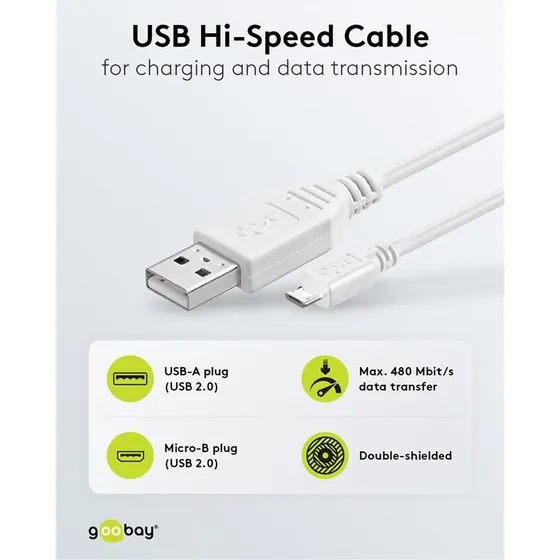 Goobay USB 2.0 Hi-Speed Kabel wei 0,3 m
