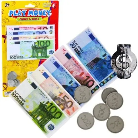 Lernspielzeug Set Euro-Spielzeuggeld mit Banknoten, Mnzen & Anhnger