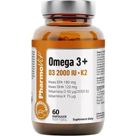 Pharmovit Omega-3 + D3 + K2 60 Kapseln (glutenfrei)