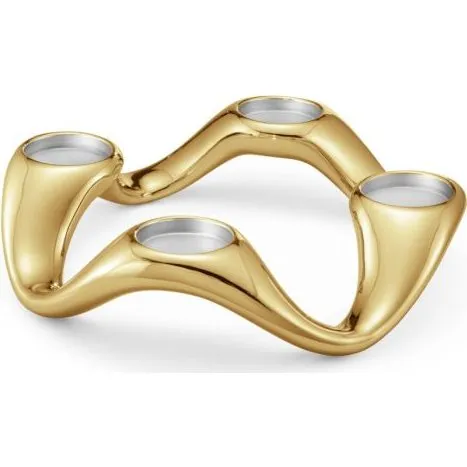 Georg Jensen Cobra Kerzenhalter Edelstahl Gold 8x33cm