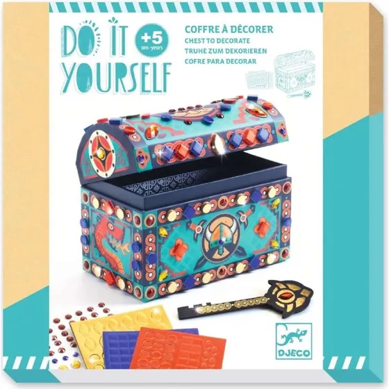 Djeco DIY Schatztruhe blau, mit doppeltem Boden