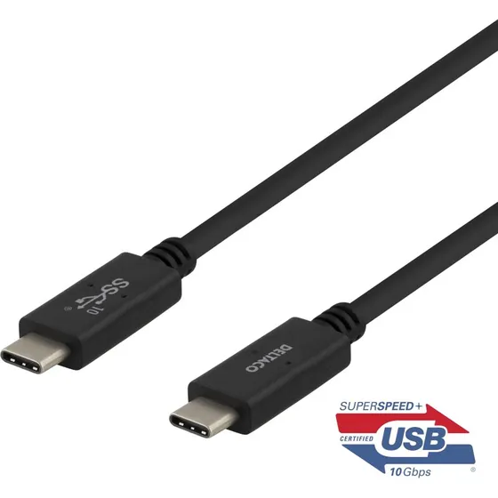 deltaco USB-C auf USB-C 100W, 1 m, schwarz