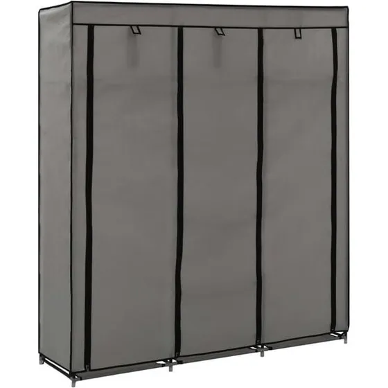 vidaXL Kleiderschrank Grau 150x45x175 cm mit Fächern und Stangen
