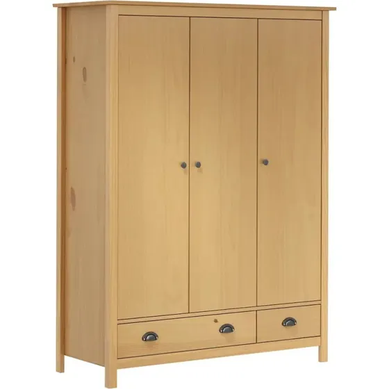 vidaXL Kleiderschrank Hill 127x50x170cm Massivholz Kiefer honigbraun