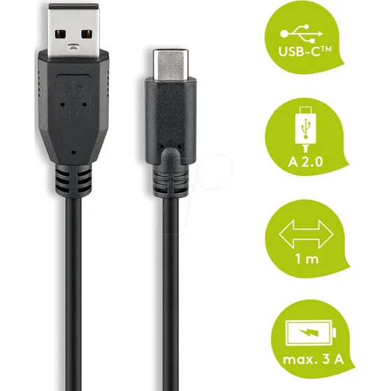 Goobay 55466 USB-C auf USB-A Kabel 1 m schwarz