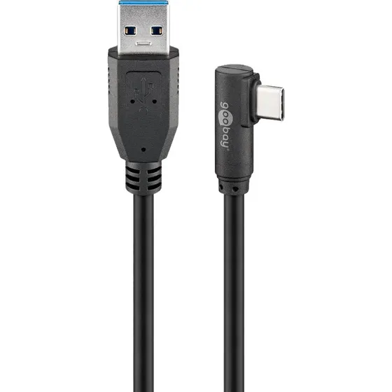 Goobay 66501 USB-C auf USB-A Kabel 90, 1 m, schwarz