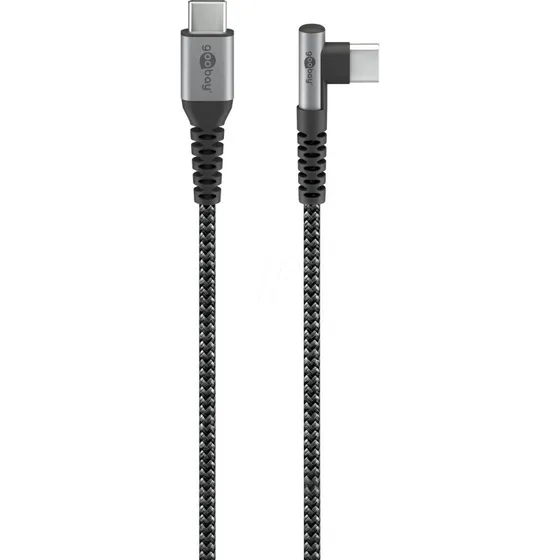 Goobay USB-C auf USB-C 90°, 2 m, spacegrau/silber