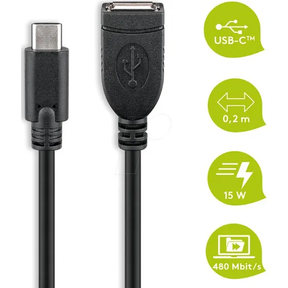 Goobay 55470 USB-C auf USB-A Kabel 0,2 m schwarz