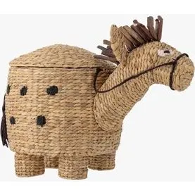 Bloomingville Mini Bobbi Pferdekorb mit Deckel, Natur, 65x45x37 cm