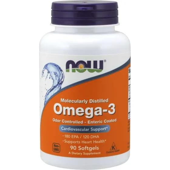 NOW Foods Omega-3 Fischöl 90 Kapseln (EPA 180 mg / DHA 120 mg)