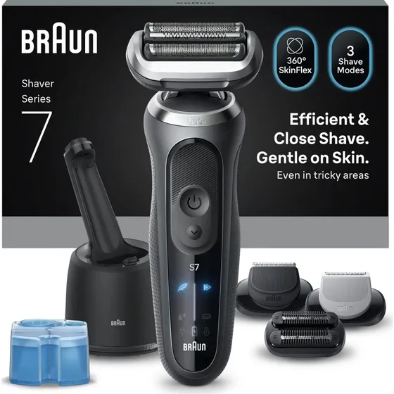 Braun Series 7 72‑G7865cc Nass&Trocken Rasierer Schwarz, Li‑Ion 60 min