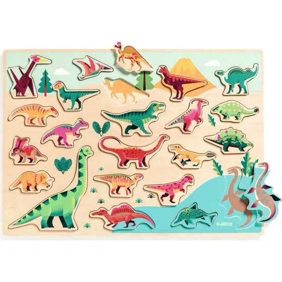 DJECO Holzpuzzle Dinosaurier 22 Teile