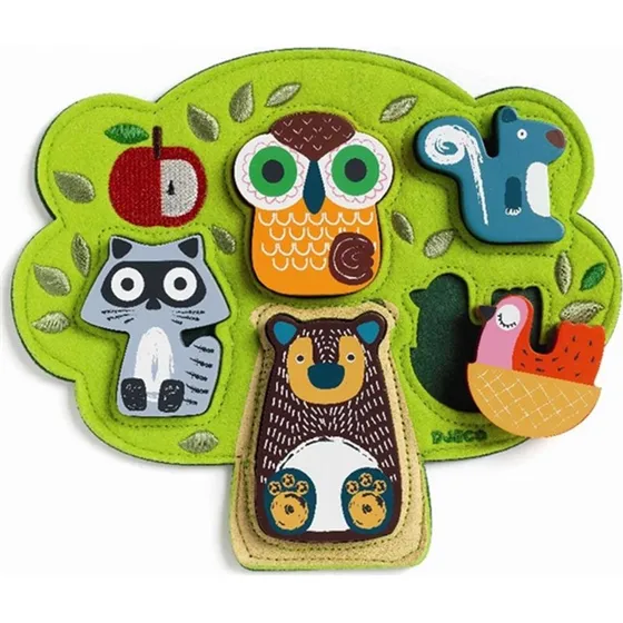 Djeco Oski 5-teiliges Filz-Holzpuzzle