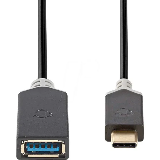 Nedis USB-C auf USB-A Adapter 0,15 m, 5 Gbps, anthrazit