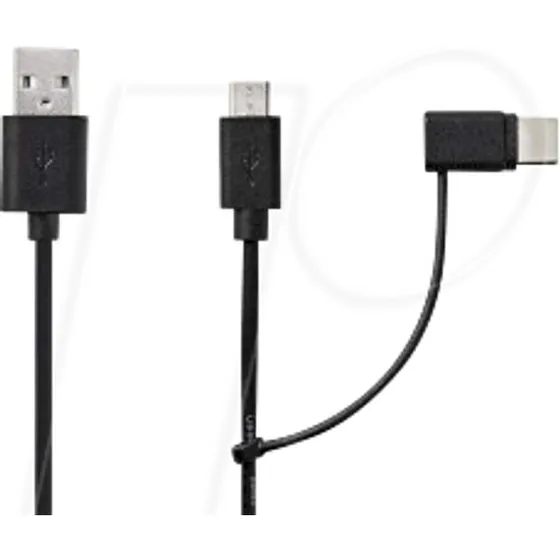 Nedis USB 2.0 2-in-1-Kabel 1,0 m schwarz