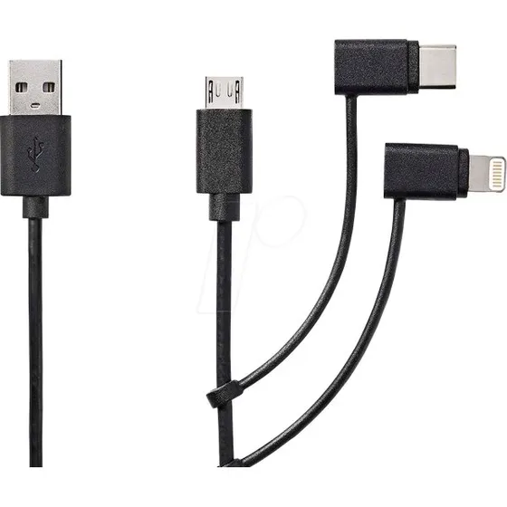 Nedis 3-in-1 USB-Kabel schwarz 1 m