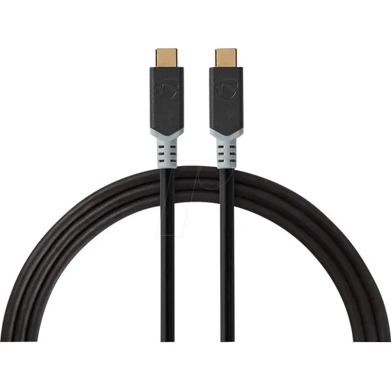 Nedis USB-C auf USB-C Kabel 2m 100W 20Gbps vergoldet anthrazit