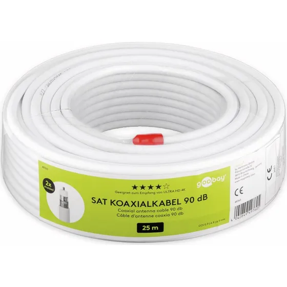Goobay 49760 90 dB SAT-Koaxialkabel 25m wei