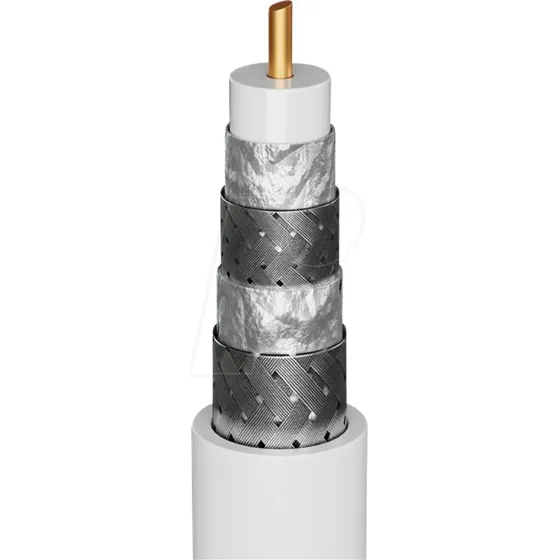 Goobay 120 dB SAT-Koaxialkabel 4x geschirmt CCS wei