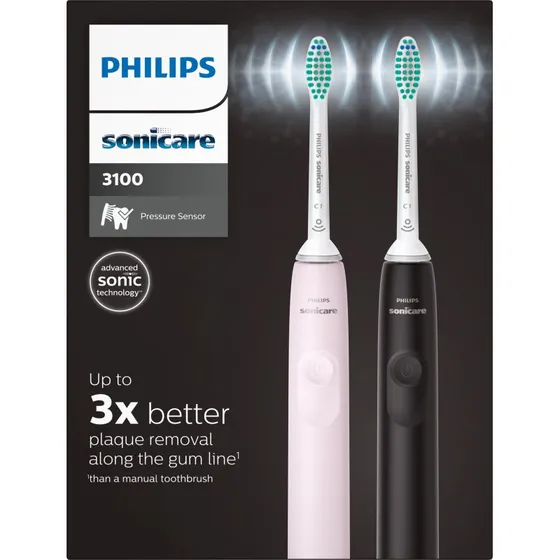 Philips Sonicare 3100 HX3675/15 Schallzahnbürste 2er-Pack (Rosa/Schwarz)