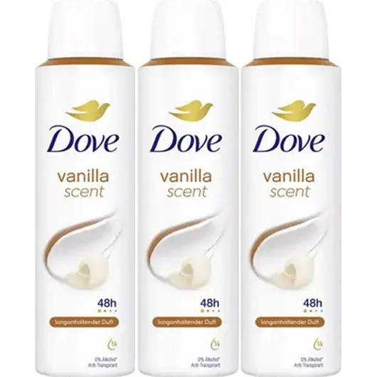 Dove Deospray Vanilla Scent 3x150ml 48h Schutz 0% Alkohol