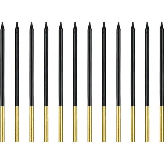 PartyDeco Geburtstagskerzen Schwarz & Gold 12 Stck