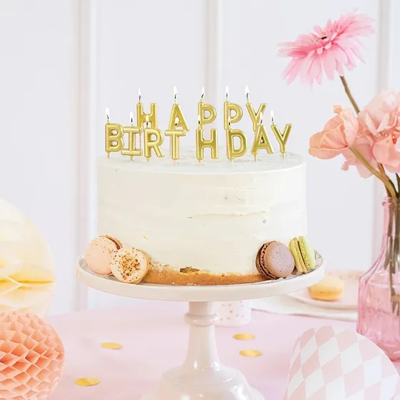 Goldene Geburtstagskerzen Happy Birthday 2,5 cm