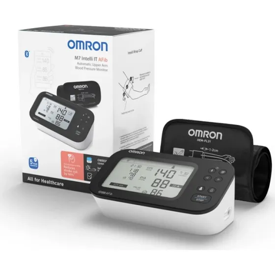 OMRON M7 Intelli IT AFib Oberarm-Blutdruckmessgerät (Manschette 22–42 cm)