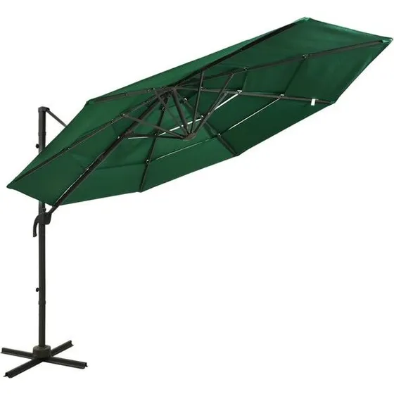 vidaXL Sonnenschirm 3x3 m 4-lagig Grün mit Aluminium-Mast