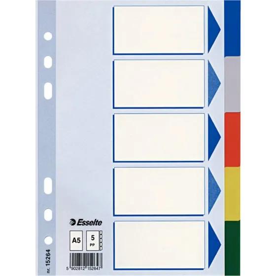 Esselte Register PP A5 5-teilig farbig