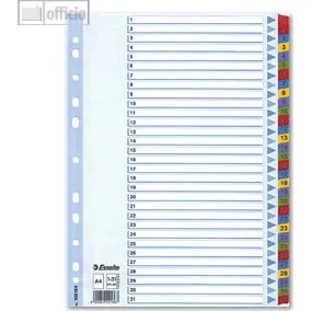 Esselte Ordnerregister 1-31 A4, 160 g/m², farbig