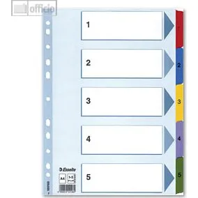 Esselte Mylar Karton-Register A4 1-5, 5-teilig