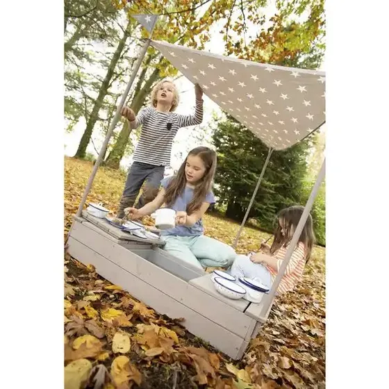 roba Sandkasten 'Schiff' mit Sonnendach, grau, wetterfestes Massivholz