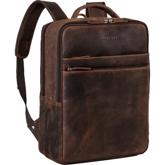 STILORD Brooklyn Groer Laptop-Rucksack Echtleder 15,6 Zoll
