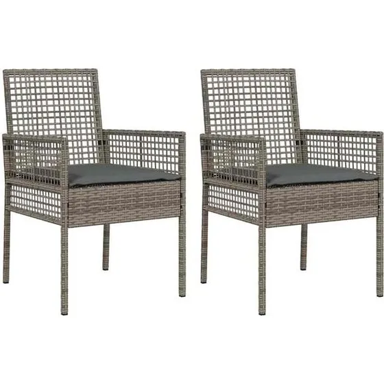 vidaXL Gartenstuhl 2er Set Grau Poly-Rattan 55x53x85 cm
