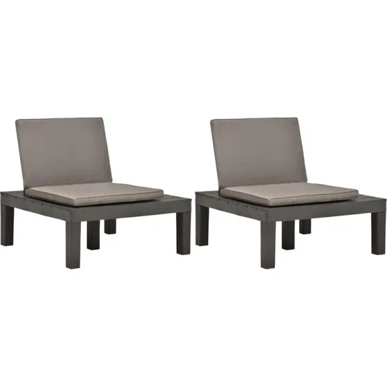 vidaXL Gartenstühle 2er Set Anthrazit mit Auflagen