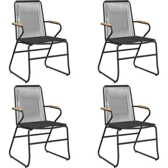 vidaXL Gartensthle 4er-Set Schwarz PVC-Rattan