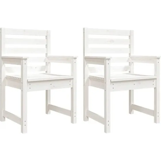 vidaXL Gartenstühle 2er Set Weiß 60x48x91 cm Massivkiefer