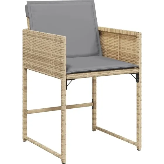 vidaXL Gartensthle mit Kissen 4 Stck Beigemischung Poly Rattan