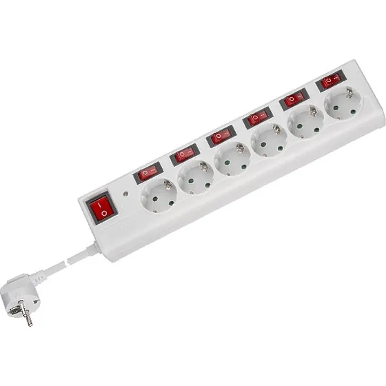 Goobay 72568 6-fach Steckdosenleiste mit Überspannungsschutz, weiß, 1,5 m